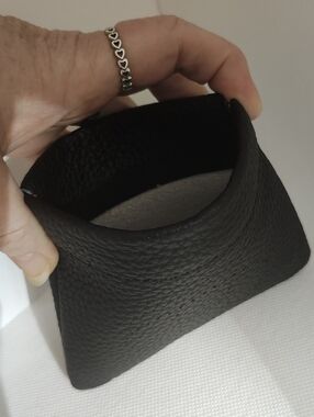 Black Leather Key & Card Holder with Perforated "H" Logo